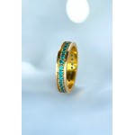 Alliance argent massif 950 avec pierres de couleur aquamarine